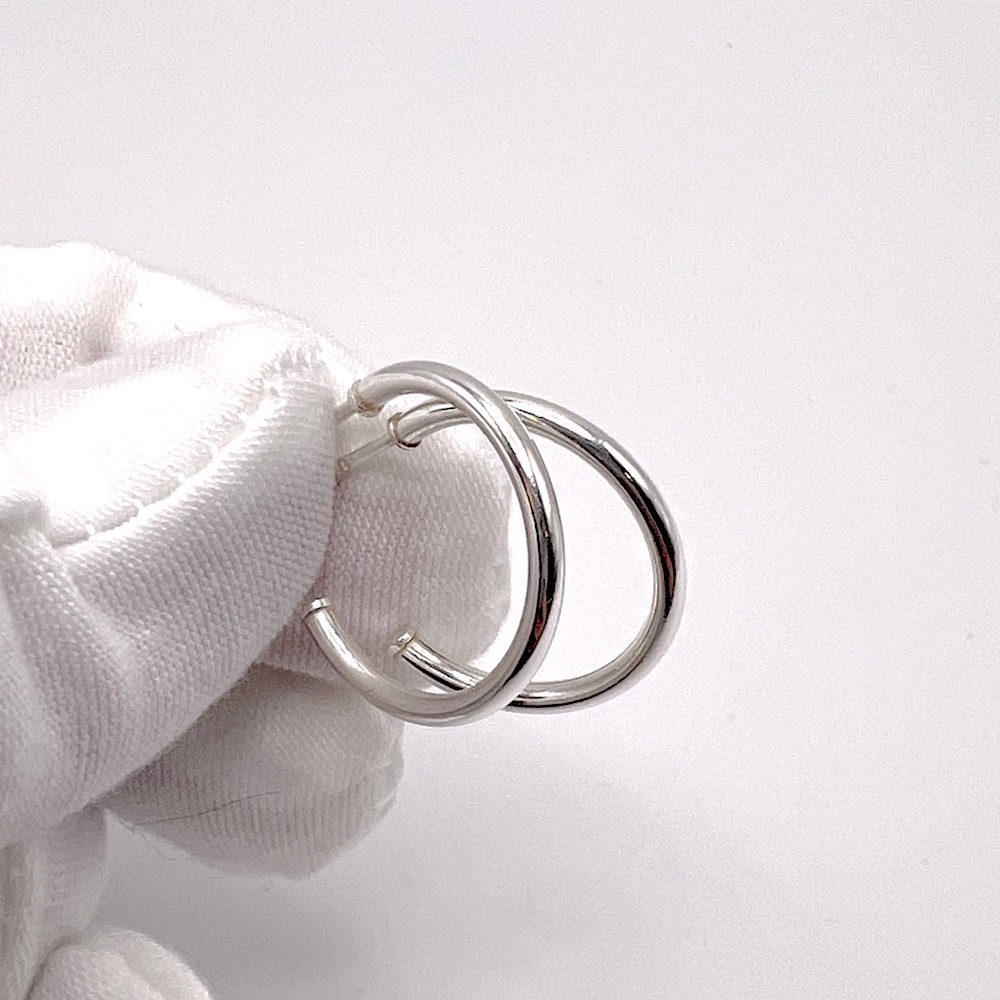 .925 Sterling Silver 19mm x 2mm Post Hoop Earrings - Picture 11 of 15